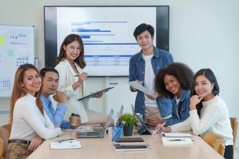 Marketing team collaborating in a meeting